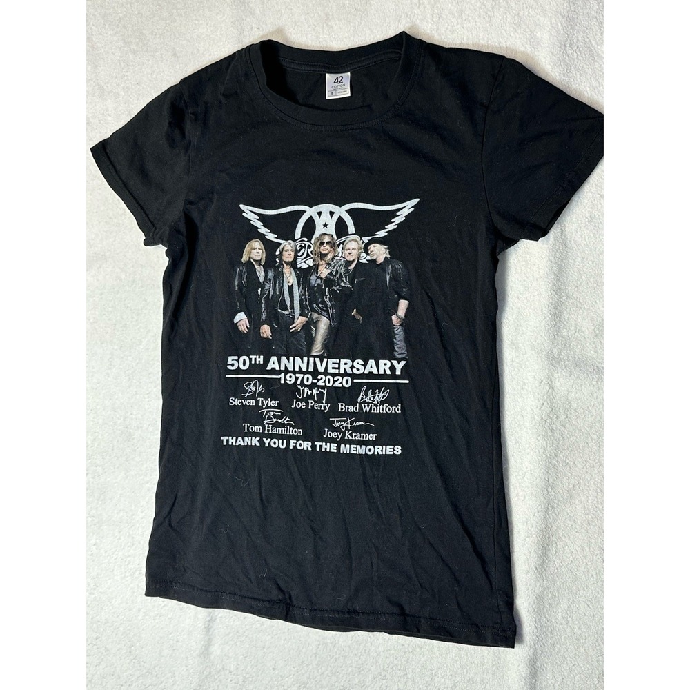 Aerosmith 50th Anniversary Tour Tshirt Size Small Black Gently Used Short Sleeve